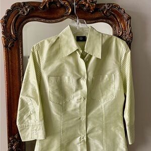Bogner Green Stripped Taffeta Blouse